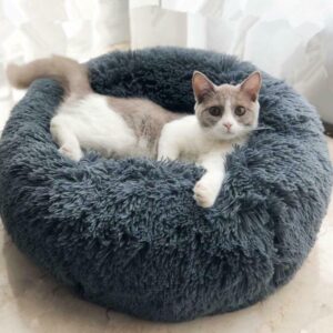 Round Plush Pet Bed for Small Dogs & Cats – Soft, Cozy, Anti-Slip Nest Mat